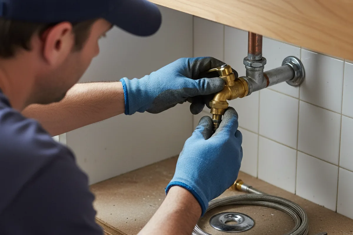 Shutoff valve and fitting work during Burst Pipe Repair in Nashville